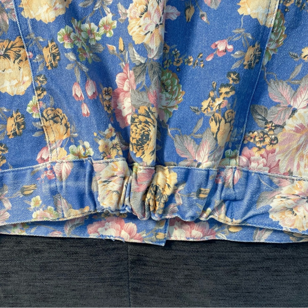 Endless Rose Blue and Tan Floral Jean Jacket - Picture 12 of 16